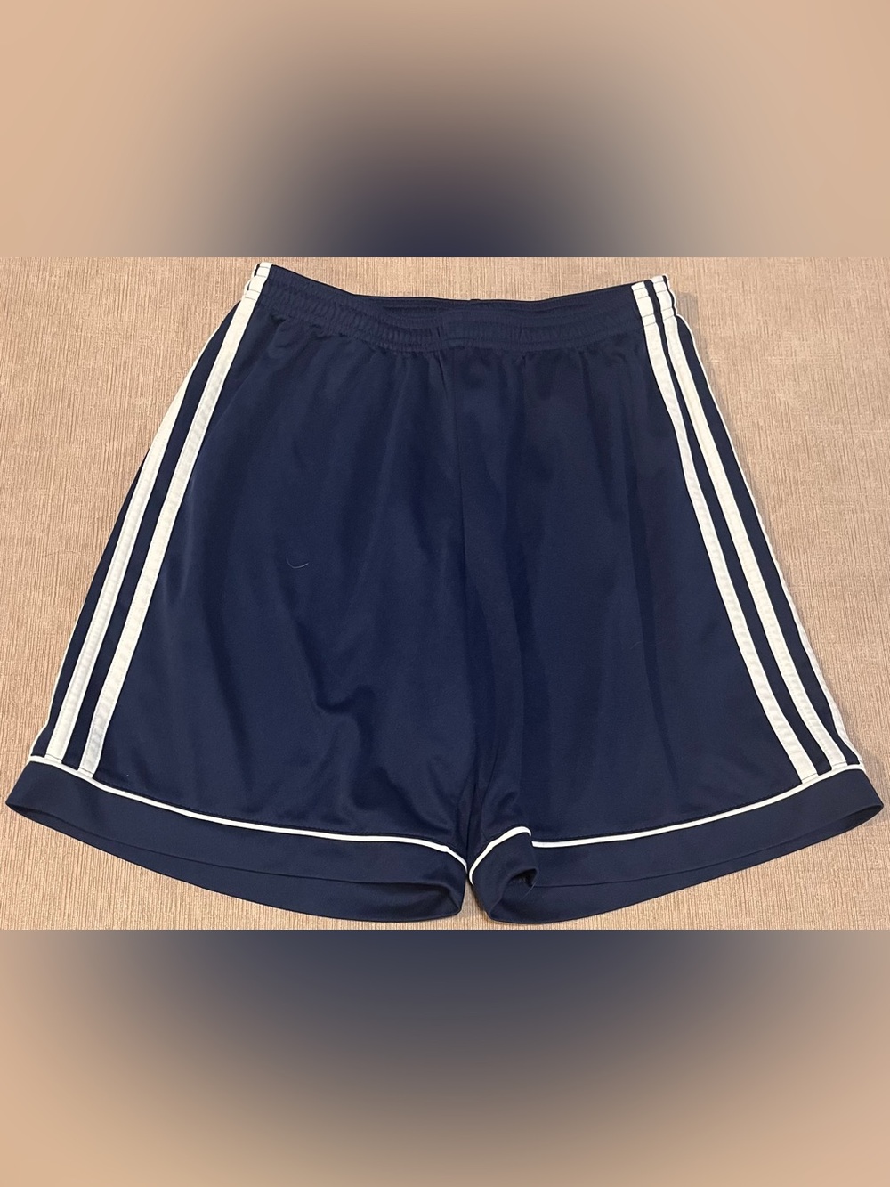 adidas Navy Athletic Shorts with White Tag Detail